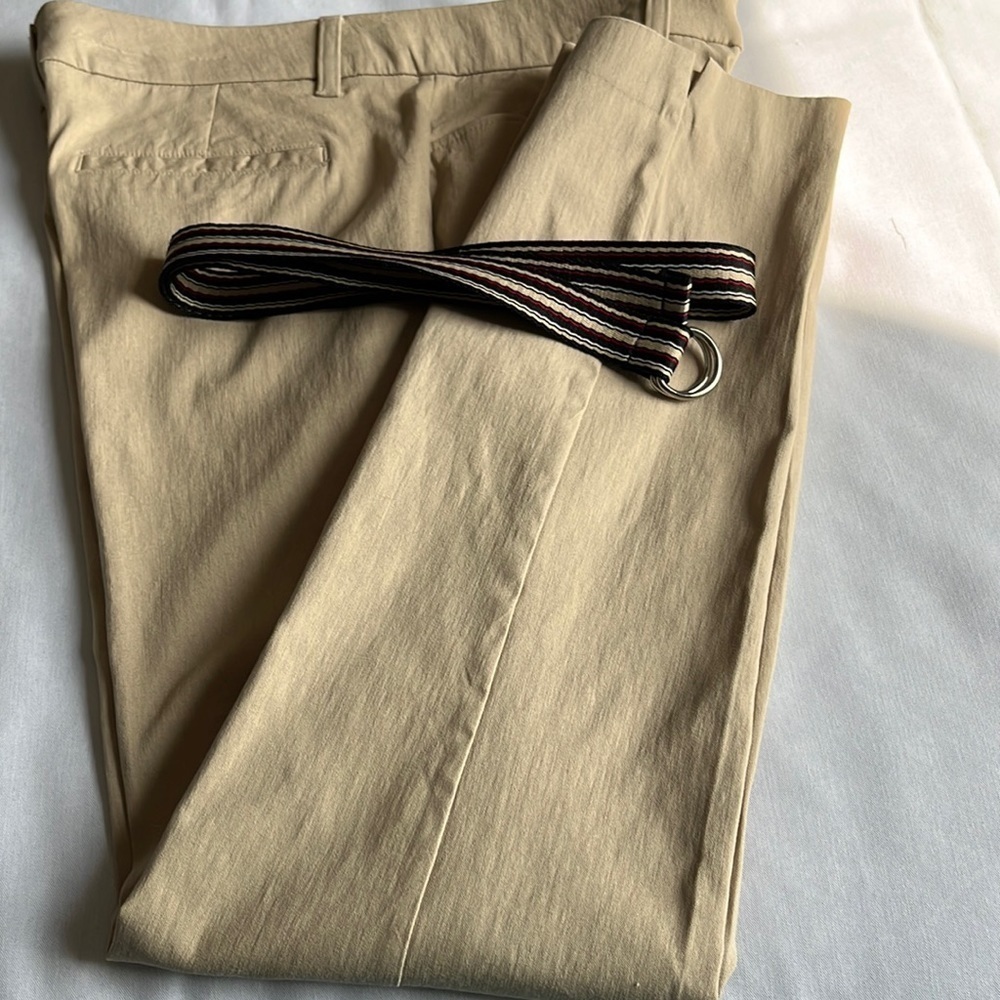 Rafaella Comfort Stretch Tan Career Pants Size 12 Straight Leg Trousers